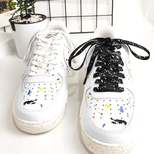 Lacets de chaussures Factory Fit <span class=keywords><strong>AF</strong></span>, couleur or et argent, effet encre éclaboussée, lacets colorés au laser, lacets plats de 8 mm de large pour baskets, lacets métalliques éblouissants - Product Image 4
