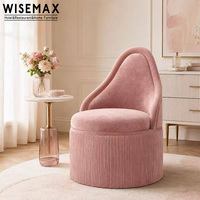 WISEMAX FURNITURE Chaise d'appoint moderne et élégante pour salon et chambre, en velours rembourré avec pompons, pour hôtel et villa