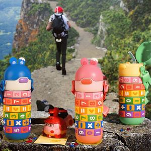 430ml Eco-Friendly 316 Stainless Steel Water Bottle Cute Fun Bullet-Shaped Digital Thermos Cup for Kids with Lid Puzzle Design - Product Image 3
