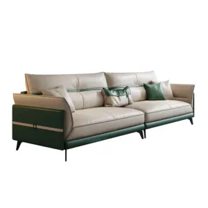 高品质工厂沙发全尺寸多色现代绿色卡其色软皮休闲沙发