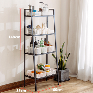 Estante de almacenamiento de 4 pisos para sala de estar de estilo nórdico, estante de escalera de acero, estantería de metal - Product Image 4