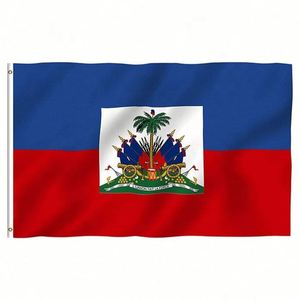 Drapeaux d'Haïti de qualité supérieure, vente en gros, nouveaux modèles 2023, fanions d'extérieur, impression par sublimation double face, polyester 100D, drapeau personnalisé - Product Image 2