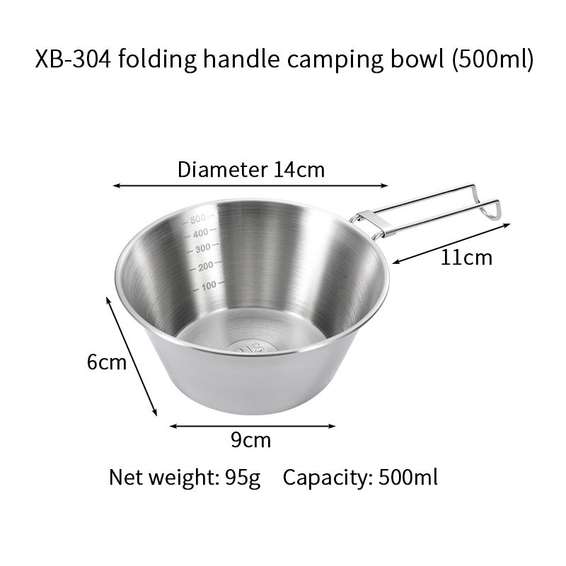 XB-304 foldable handle camping bowl 500ml
