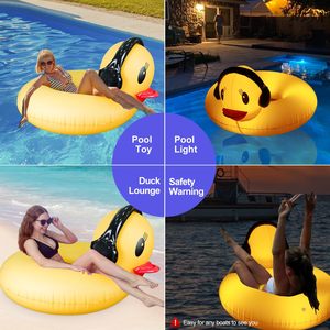 Bouée de piscine gonflable canard tendance avec lumières LED, alimentée par énergie solaire, 42 pouces, grande bouée animale pour adultes, valve rapide - Product Image 5