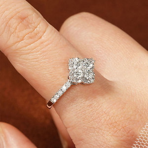 Bague de Fiançailles en Moissanite <span class=keywords><strong>D</strong></span> VVS1 de 3 mm, Style Floral Trèfle à Quatre Feuilles, en Rhodium, pour Anniversaire de Mariage ou Cadeau de Mariage - Product Image 6