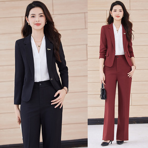 Women's Suit Set Polyester Blazer Pants Anti-Wrinkle Commute Wear - Product Image 1