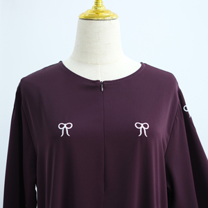 Loriya Bows Embroidery Modest <strong>Abaya</strong> 2025 Singapore Malaysia <strong>Style</strong> Closed <strong>Abaya</strong> Muslim Women Dress with Front Zipper Kaftan Dress - Product Image 4