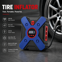 Gonfleur de pneus portable AC/DC avec affichage numérique et éclairage de travail LED