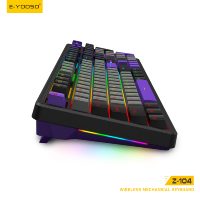 Clavier de jeu mécanique filaire E-YOOSO avec fonctions multimédias, rétroéclairage RVB, 104 touches, structure de clavier à touches interchangeables à chaud