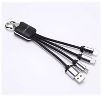 Câble de charge rapide universel USB PD 3 en 1 avec logo lumineux LED, personnalisable OEM, en nylon, pour cadeaux promotionnels