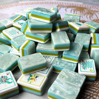 Ava – Jeu de tuiles de mahjong américain en acrylique cristallin, motif perles nacrées fluides personnalisées, pour divertissement et luxe