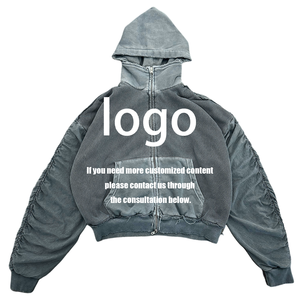 <span class=keywords><strong>Felpa</strong></span> <span class=keywords><strong>con</strong></span> <span class=keywords><strong>Cappuccio</strong></span> Unisex Oversize Personalizzata <span class=keywords><strong>con</strong></span> Patch in Rete, Nappe e Cerniera Metallica, Blu Grigio Lavato, Stile Streetwear - Product Image 3