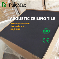 Plaques de plafond en fibres minérales noires 2x4, panneaux de plafond suspendu 600x600, dalles acoustiques pour studio de danse