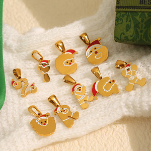 Colgantes de Dibujos Animados Navideños, Chapados en Oro de 18k, de Acero de Titanio, Dijes Temáticos para Joyería DIY, Accesorio de Regalo Unisex - Product Image 4