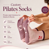 Chaussettes de yoga et de pilates personnalisées avec broderie de qualité supérieure, faible MOQ, antidérapantes, pour femmes, chaussettes de studio