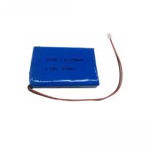 แบตเตอรี่ลิเธียมไอออนแบบชาร์จไฟได้7.4V 1100Mah 603450ปรับแต่ง Li Polymer Lipo Battery Pack