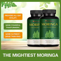 Kapsul Daun Moringa Potensi Tinggi - Mendukung Pencernaan & Kecerahan Mental, Suplemen Berbasis Tumbuhan Murni Bersertifikat GMP