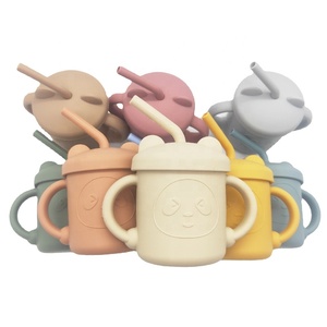 Gobelet d'apprentissage pour bébé en silicone de qualité alimentaire avec couvercle et paille, sans BPA, base antidérapante pour enfants - Product Image 5