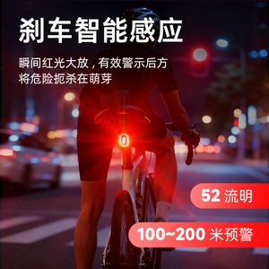 <b>Bicycle</b> Smart Brake Sensor Taillight 300 Lumen LED USB-C Charging Waterproof IPX6 Mountain Road Bike Night Riding <b>Light</b> - Product Image 3