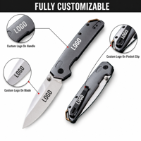 Couteau pliant OEM KS2038, lame en acier D2, manche en aluminium, couteau de survie pour le camping, la chasse et les activités de plein air, avec clip de poche