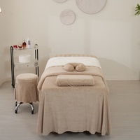 Ensemble de draps de table de massage super doux kaki Couvre-lit à cils Spa Salon Linge de table de massage Topper de lit de spa Tissu velours cristal