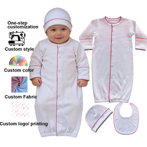 Conjunto <span class=keywords><strong>de</strong></span> Saco <span class=keywords><strong>de</strong></span> Dormir para Bebé con Ribete Picot <span class=keywords><strong>Personalizado</strong></span>, Vestido Convertible, Traje para Llevar a Casa, Canastilla, Vestido <span class=keywords><strong>de</strong></span> Bebé <span class=keywords><strong>de</strong></span> Algodón Liso para Bordar - Product Image 1