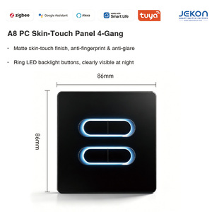 สวิตช์ไฟอัจฉริยะแบบสัมผัส Tuya Zigbee 3.0 A8 4 ปุ่ม รุ่นบางพิเศษ 86 ขนาด 6 มม. AC110V 250V ไฟวงแหวน LED  รองรับ <span class=keywords><strong>Alexa</strong></span> และ Google Voice Cont - Product Image 6
