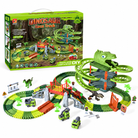 Jouets de construction DIY : Ensemble de train électrique avec rail magique, cube flexible, voitures dinosaures et véhicules de construction pour enfants