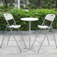 Nouveau Portable En Plein Air Événement Partie Ronde Cocktail Manger Debout Haut En Plastique En Acier Inoxydable Cadre En Métal Pliant Bar Tables