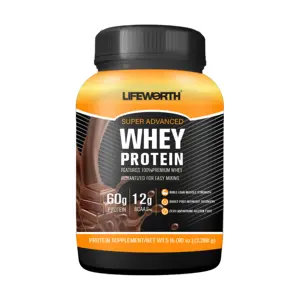 Lifeworth chocolate whey protein powder drink supplement
