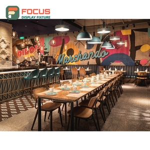 Integrated Coffee Merchandise Display Rack Wood Slat Panel Brand Logo Header Cafe Shelf Display Rack - Product Image 4