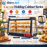 Vitrine chauffante de comptoir en verre incurvé avec étagères multi-niveaux pour boulangerie, restaurant, café, pâtisserie, pizza, snacks et services de restauration