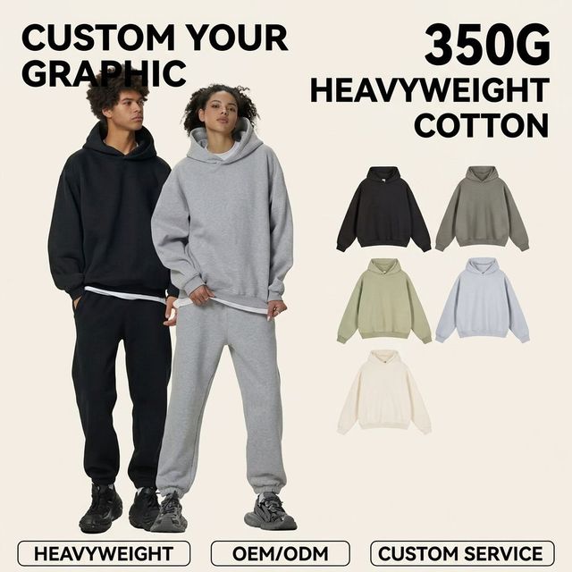 Custom Logo Thermal Fleece-Lined Hoodie Set Men Oversized Streetwear Matching Tracksuit OEM ODM Service