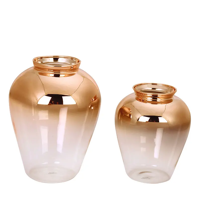 Creative small fresh rose gold home table dried flower gradient glass vase