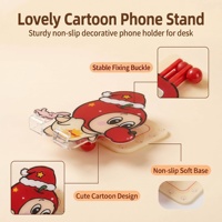 Support de téléphone en acrylique OEM en gros, série Noël, réglable, antidérapant, base imprimée, support de bureau pour cadeaux de fin d'année