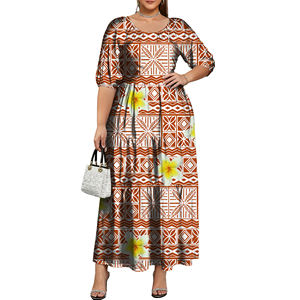 Últimos Vestidos Casuales Maxi sin Cuello Puletasi Tribales Polinesios de Tonga y Samoa para Mujer Tallas Grandes - Product Image 2