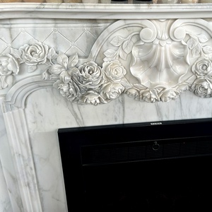 法式手工雕刻米色大理石壁炉壁炉架室内装饰 - Product Image 4