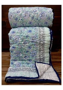 Edredón de Algodón Estampado a Mano de la Mejor Calidad, Diseño Floral, Hecho a Mano, para Cama Doble, Uso Doméstico para Todas las Estaciones - Product Image 1