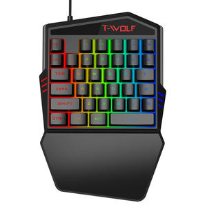 Clavier et souris de jeu mécaniques ergonomiques à une main avec rétroéclairage LED programmable, combo de jeu filaire USB 8000 <span class=keywords><strong>DPI</strong></span> - Product Image 2