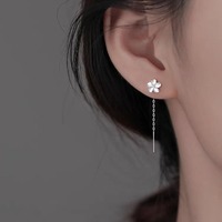 Anting-anting tusuk bunga kecil perak sterling 925 asli untuk wanita, aksesoris perhiasan