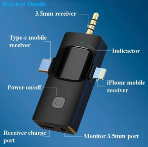 Kỹ thuật số đúng sự đa dạng không dây Microphone hệ thống với cầm tay Lavalier Tai nghe cho âm thanh chuyên nghiệp ghi âm <span class=keywords><strong>video</strong></span> - Product Image 4