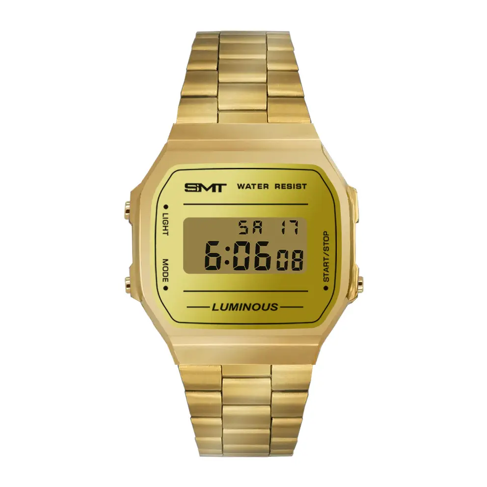 Hot Yellow Gold Mirror Digital Watch Quartz Watch Women Waterproof Alloy Silver Gold Men Sports Watches