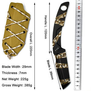 Couteau tactique de survie pliable haut de gamme de style punk, modèle Jungle Hero, avec étui en ABS Kydex, acier 1905 haute dureté - Product Image 6