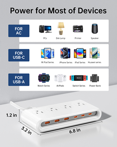 ปลั๊กพ่วงราคาโรงงานขายส่งแบบปลั๊กอเมริกัน 4 ช่องเสียบ AC พร้อมช่องเสียบ USB-A และ USB-C สำหรับชาร์จไฟ - Product Image 4