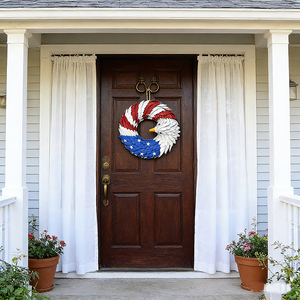 พวงหรีดอินทรีรักชาติ สีแดง ขาว และน้ำเงิน ทำจากผ้ากระสอบ สำหรับวันที่ 4 <span class=keywords><strong>กรกฎาคม</strong></span> วันประกาศอิสรภาพ ของตกแต่งประตู ระเบียง และผนัง - Product Image 3