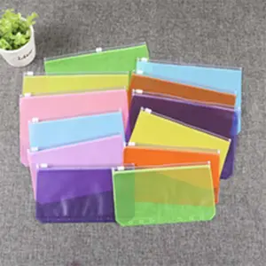 A5 A6 Colorful 6 Hole Binder Cash Envelopes Zipper Waterproof Clear Filing Storage Loose Leaf Bags Frosted PVC Pocket Folder
