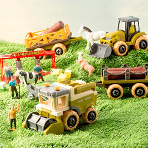 Kit de jeu éducatif en gros pour la construction de véhicules agricoles réalistes : camion, bulldozer, <span class=keywords><strong>tracteur</strong></span>, figurines d'animaux de la ferme à démonter - Product Image 2