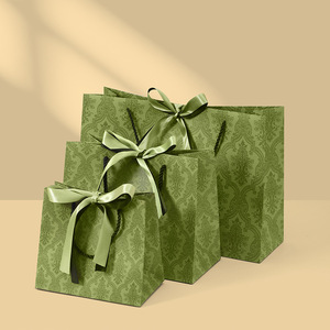 <span class=keywords><strong>Sac</strong></span> cadeau portable vert de luxe léger avec ruban en carton blanc pour <span class=keywords><strong>le</strong></span> rangement de vêtements et de bonbons - Product Image 3