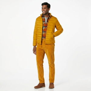 Veste matelassée légère en toile pour homme, parka courte d'hiver chaude avec rembourrage épais - Product Image 1
