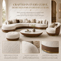 Ensemble de canapés Chesterfield incurvés de luxe tendance australien avec base en bois massif de qualité supérieure et fauteuil assorti pour usage hôtelier